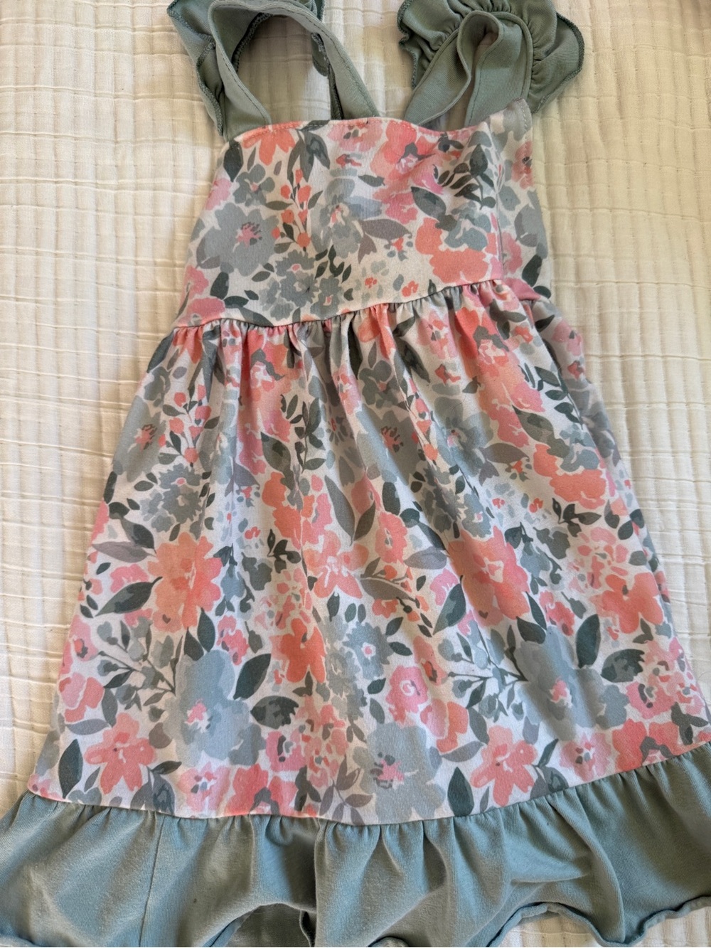 Abby and Evie Floral Pink & Sage Green dress